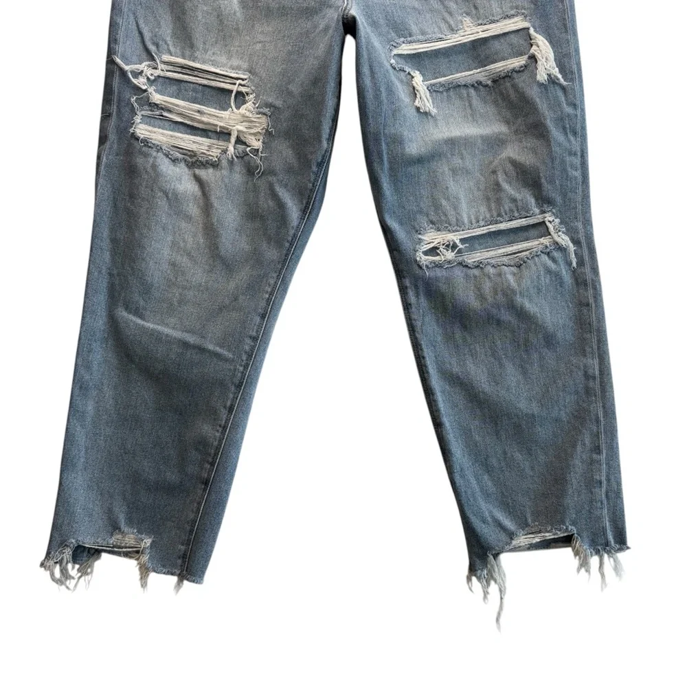 American Eagle Curvy Mom Jean Women Blue Distressed Plus Size 18 #090 - Picture 3 of 8